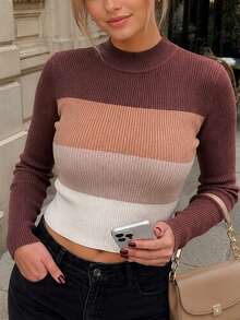 2026 Women's Striped Long Sleeve Fitted Versatile Sweater - Multicolor - View 5