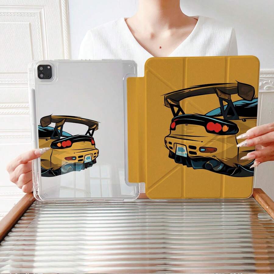 1件復古黃色JDM跑車後方插畫Y型三折平板保護殼,相容iPad 11/10th/Air4/5/6/Pro 12.9/2024/2025/2020/2021/2022/2023/10.2/10.9/Mini7,適用Galaxy Tab A8/A9 Plus/S6 Lite/S7/S9FE PLUS/S10 Plus,相容 5/5pro/6/6pro/7/7pro/6s Pro,相容Oppo Pad,相容 Matepad,相容Honor Pad - 彩色 - 查看 1