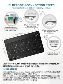 360°可旋轉鍵盤保護殼，相容 iPad 11 吋 (A16) 2025 與第 10/9/8/7 代：可拆卸式磁吸無線鍵盤，相容 iPad Air 3/4/5/6/7/8，多角度支架附筆槽－黑色 - 黑色 - 查看 7