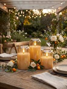 1/2/3pcs Gold Flameless Candles With Remote Control, Suitable For Table Centerpiece, Wedding, Holiday Party, Home Decor - Gold - View 2