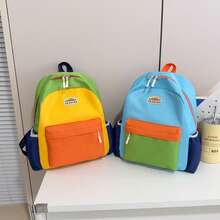 1 pieza Mochila de moda con colores de dopamina, Mochila unisex, Mochila escolar de bloques de color para estudiantes, Mochila de estudiantes con múltiples bolsillos para viajes de verano, vacaciones, artículo de viaje esencial para estudiantes de primaria, secundaria, preparatoria y universidad, Bolso de mujer de alta calidad, Excelente regalo para vacaciones - Multicolor - Ver 1