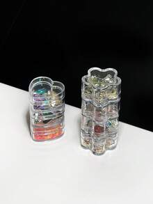 10個裝迷你小透明美甲亮片配件收納盒 鑲鑽展示盒 輕巧可視 精緻小巧包裝空盒 - 無色 - 查看 2