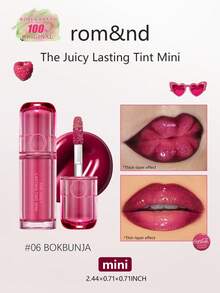 Rom&nd JUICY LASTING TINT MINI 06 BOKBUNJA，水润光泽妆效，保湿滋润，轻盈舒适，持久显色，不褪色，不粘杯设计，质地轻薄，迷你装，方便试用和旅行携带，送给朋友的完美礼物，适合新手，适合女性日常使用，韩妆，韩国彩妆，赠品 1克/0.04盎司 - 06 BOKBUNJA - 查看 1