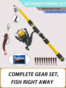 Lure Fishing Casting Set With Bag, Equipped With Fishing Rod, Reel, Fishing Line, Lures And Accessories - Green - View 3