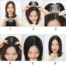 Middle Part Straight Hair Topper With Side Bangs, Synthetic Fiber Wig Piece, Effectively Covers Thinning Crown And Adds Volume - Multicolor - View 10