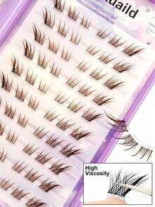 Rikuaild 120pcs Black And Brown Self-Adhesive False Eyelashes Book ,Fox Eye Styles Pre Glued Lashes Mixed 2 Colors Soft Lightweight Lashes Travel Essentials Suitable For Beginners - C - View 5