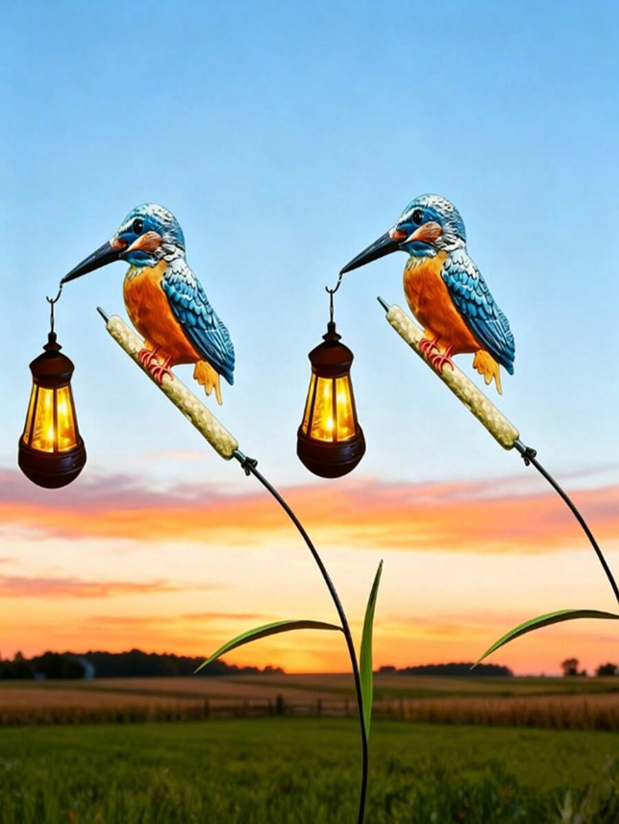 1pc Solar Hummingbird Light, Exquisite Solar Garden Decorative Light, Hanging Green Hummingbird Decorative Light. Suitable For Garden, Yard And Lawn Holiday Decoration, Perfect Gift For Family And Friends.