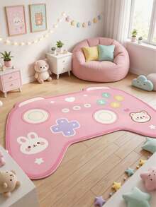 1pc Pink Game Console Decorative Rug, Bedroom Decor, Small Rug, Carpet, Home Decor, Living Room Rug, Living Room Small Rug, Bedroom Rug, Living Room Home Decor, Outdoor Rug, Washable Rug, Graduation Gift - Multicolor - View 1
