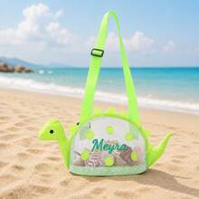 Personalized Dinosaur Mesh Shoulder Bag, Beach Shell Collecting Storage Bag, Lightweight Crossbody Bag For Seashells, Keys, Small Items - Multicolor - View 13