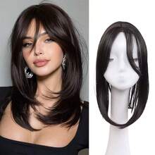 Middle Part Straight Hair Topper With Side Bangs, Synthetic Fiber Wig Piece, Effectively Covers Thinning Crown And Adds Volume - Multicolor - View 13