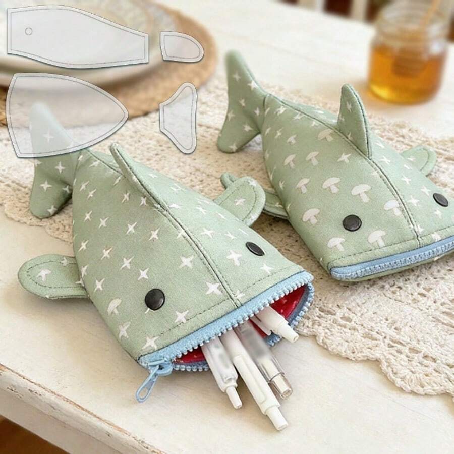4pcs Tempat Pensil Hiu Lucu, Templat Jahit DIY, Kantong Ritsleting Mulut Hiu, Templat Quilted, Templat Kerajinan Transparan untuk Menjahit, Kerajinan Tangan dan Proyek, Templat Kerajinan | Desain Menarik | Templat PET - Klasik - View 1