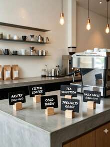 5pcs Mini Blackboard With Stand,Mini Chalkboards Desktop Menu Thickened Wooden Base Erasable Display Board Wedding Banquet Cafe Dessert Shop Product Tags Name Display(White Pen Available For Separate Purchase) - Multicolor - View 6