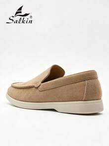 Salkin Mocassins sans lacets pour hommes de designer de mode, chaussures décontractées  souple de couleur unie, sensation premium abordable, chaussures décontractées plates souples confortables respirantes antidérapantes et durables, polyvalentes pour les costumes, les étudiants retour à l'école, la remise des diplômes, le style preppy, le formel d'affaires, le bureau, la fête, le banquet, le mariage, les chaussures du marié, printemps été automne, grandes tailles, plusieurs couleurs disponibles, la taille est petite, veuillez commander une taille au-dessus - Kaki - Voir 7