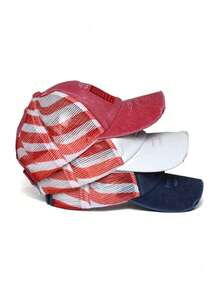 1pc Unisex Solid Color American Flag Embroidered Baseball Cap, Fashionable Versatile Polyester Mesh Hat - Multicolor - View 7