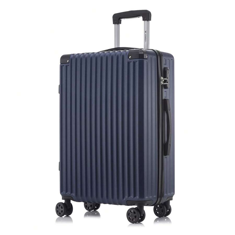 YONSLY Large Suitcase 28/24/20/16 Inches With 4 Wheels 360° Combination Lock Mesh Pocket Soft Rubber Handle Hard Shell Trolley Lightweight Suitcase - 深藍 - 查看 1