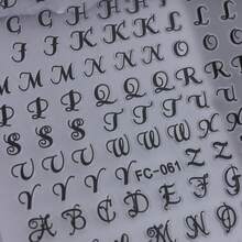 Pegatinas de uñas autoadhesivas multicolor estilo gótico con letras cursivas, calcomanías de alfabeto de caligrafía fina, perfectas para arte de uñas grunge, punk, Y2K y vanguardista, fáciles de aplicar para manicura DIY en casa y salón profesional - Multicolor - Ver 8