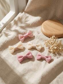 12pcs/Set Cute Polka Dot Solid Color Bow Hair Clips For Baby Girls, Perfect Gift For Girls For Holiday And Daily Use - Multicolor - View 4