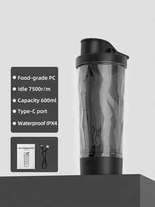 1 Peça Garrafa Misturadora Elétrica de Proteína de Grande Capacidade 600ML para Misturar Pó de Proteína, Copo de Fitness Portátil, Garrafa Misturadora Recarregável USB-C, Adequada para Café, Leite, Pós de Suplementos, Feita de Material Tritan, para Milkshakes/Café/Aveia/Leite - 0,5L-1L - Visão 14