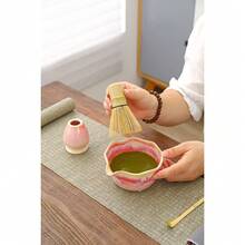 New Japanese-Style 6-Piece Matcha Set Featuring A Pink Cherry Blossom Design And A Pouring-Spout Bowl. - Multicolor - View 1