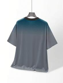 Men's Plus Size T-Shirt Summer Gradient Print Machine Washable Casual Plus Size Top Men's Short Sleeve Polo Shirt - Multicolor - View 3