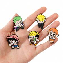 One Piece 草帽團琺瑯胸針套組 可愛Q版路飛 索隆 娜美 烏索普 山治 金屬領章胸針 背包裝飾 動漫迷收藏禮物 - 彩色 - 查看 7