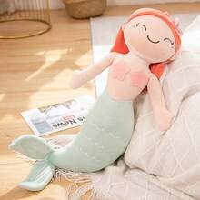 1個可愛美人魚絨毛娃娃，表情可愛，可愛美人魚小雕像桌面裝飾品，家居裝飾，拍照道具，送給朋友和閨蜜的禮物，節日禮物，生日禮物，聖誕節和萬聖節禮物 - 彩色 - 查看 5