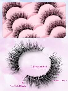 ENCHUW 5 Pairs Doll Style Natural False Eyelashes - Transparent Stem Cartoon Eyelashes, Cartoon Fairy Design, Suitable For Cosplay - Reusable - Black - View 4