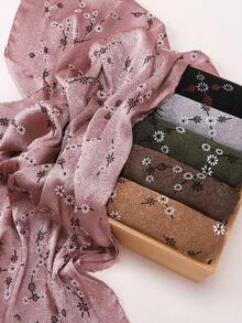 Spring/Summer New Satin Jacquard Modest Hijab Women's Satin Hand-Painted Print Muslim Hijab Shawl - Multicolor - View 3