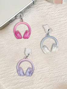 Ins Style Gradient Earphone & Phone Dust Plug, Sweet & Cool Phone Charging Port Decorative Accessory, Niche Anti-Lost Universal Hanging Charm - Multicolor - View 3