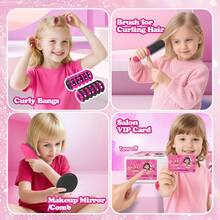 Perlengkapan Bermain Peran Salon Rambut Anak - Set Mainan Penataan Kecantikan dengan Pengering Rambut Non-Listrik & Aksesoris, Hadiah Bermain Peran untuk Anak Perempuan - MultiWarna - View 7