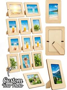 Personalized Photo Wooden Frame, Desktop Photo Frame, Customizable Photo, Suitable For Desktop Display, DIY Projects And Handmade Crafts, Various Holiday Gifts, Applicable For Woodworking, Art Projects And Decorative Making, Suitable As Valentine's Day, Birthday, Anniversary Or Couple Gift, Also Can Be Given To Family Or As Mother's Day Gift, Perfect Gift Choice, Desktop Display, Ideal Gift Choice - Multicolor - View 5