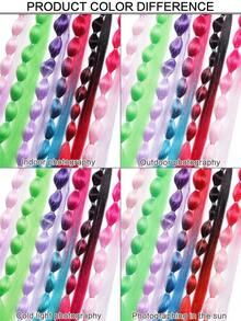 24 Inch Colorful Lantern Bubble Ponytail Wig, Heat-Resistant Synthetic Fiber, Elastic Band Fashion Braided Ponytail With Laser Line, Suitable For Women's Festival Events And Parties - Multicolor - View 8