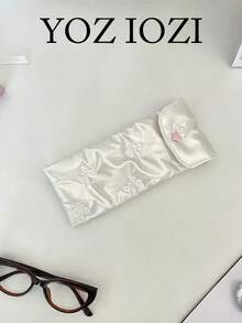 極簡時尚蝴蝶結小眾設計 INS 風格眼鏡收納袋 新款防水時尚眼鏡保護袋 防壓便攜式化妝包 女用 - 白色 - 查看 1