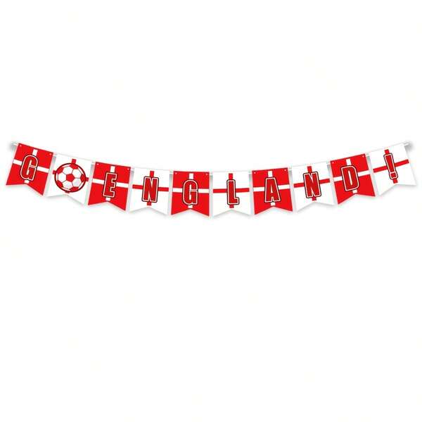 1 Set England Flag Theme Bunting Banner - Red And White St. George's Cross Decoration, Suitable For Football Matches, World Cup, European Championship, Bars And Home Gatherings