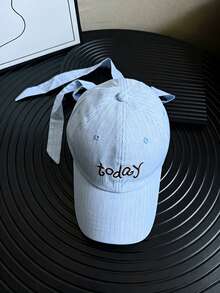 1Pc Women Sweet Bow Ribbon Design Baseball Cap ,Y2K Travel Fashion Sunscreen Versatile Contrast Striped Women's Hats, Gift For Back To School. - Multicolor - View 6