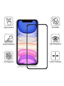 3片裝高解析度防刮鋼化玻璃螢幕保護貼，適用於 iPhone 17/16 Pro Max/16/16 Pro/16 Plus/15 Pro Max/15/15 Pro/15 Plus/14 Pro Max/14/14 Pro/14 Plus/13 Pro Max/13/13 Pro/12/11，附絲網印刷黑色邊框，螢幕保護貼 - 白色 - 查看 5