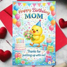 Kartu Ucapan "Selamat Ulang Tahun Ibu" Bergambar Anak Bebek Lucu, "Terima Kasih Sudah Sabar Menghadapi Aku!" - 13*18 - View 3