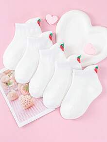 5/10 Pack, Cute White Ankle Socks For Toddlers Kids Strawberry Socks - Multicolor - View 13