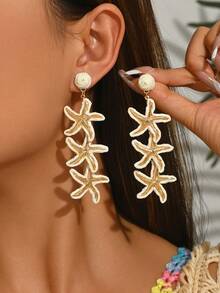 1 par de pendientes de estrella de mar tejidos a mano de estilo playero y oceánico, con borlas, minimalistas e , apropiados para uso diario, vacaciones, fiestas, San Valentín, bodas, Día de la Madre, festivales de música - color - Ver 17