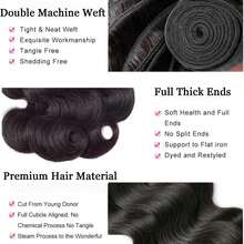 Uveous 100% Unprocessed Virgin Brazilian Human Hair Brazilian 22 20 18 Inch Body Wave 3 Bundles Hair Extensions Grade 8A Remy Human Hair Bundles Natural Black Color - SNatural - 查看 4