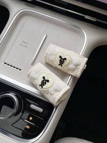 1/2PCS Acrylic Heart Bow Puff Cotton Car Door Handle Cover, Universal Interior Door Handle Protector Decoration - Multicolor - View 14