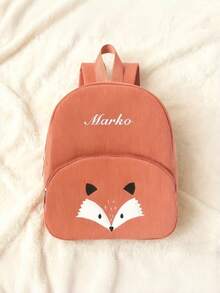 Personalized Animal Embroidery Text Style Corduroy Backpack, Women's Backpack, Lightweight And Breathable School Bag, Back To School Essential Stationery Bag, Adjustable Shoulder Straps And Secure Zipper Pockets, Custom Name Option, Durable Nylon Lining, Back To School Essential Backpack, Large Capacity Backpack - Multicolor - View 8