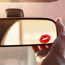 Red Lips Design, Fantasy Cartoon Theme, Self-Adhesive Rearview Mirror Car Sticker, Glossy Surface, Asymmetrical Shape, Suitable For Car, Motorcycle, Laptop, Glass Surface Decoration Sticker - A - View 9