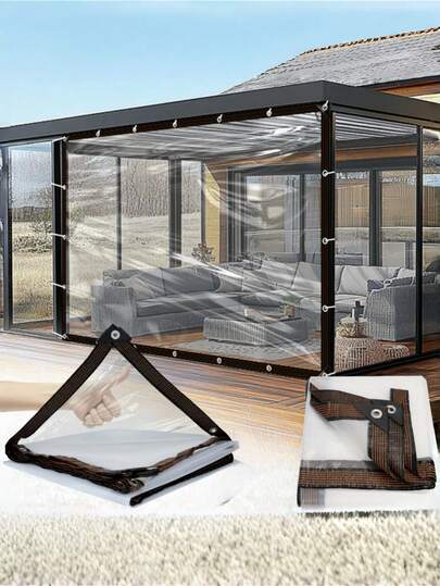 Single Piece Transparent Waterproof Tarp, Multiple Sizes And Specifications Available, Transparent Plastic Tarp, Dust-Proof, Rain-Proof, UV-Resistant, Suitable For Garden, Balcony, Porch, Flower Rack, Dog House, Camping, Greenhouse