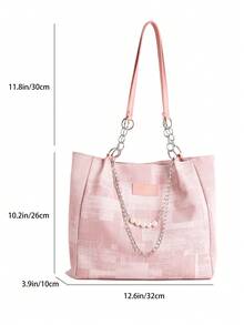 New Solid Color Luxury High-End Versatile Women's Shoulder Tote Bag - Pink - View 3