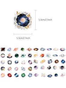 50pcs Galaxy Starry Sky Stickers For Phone Case, Refrigerator, Planner, Diary, Guitar, Helmet, Skateboard, Laptop, Self-Adhesive Decals - Milky Way - View 6