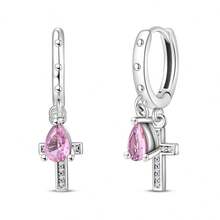 1 Pair S925 Sterling Silver Earrings, Original Bow Heart Zirconia Design, Pink Diamond Inlaid Luxury Style, Versatile For Daily Commute, Hypoallergenic Material, Showcases Sweet And Gentle Elegant, Suitable For Various Occasions, Creates An Elegant Look. - Multicolor - View 21