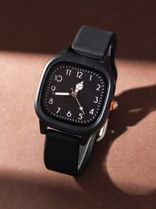 1 Set/1 Piece Women's Three-Color Square Dial Silicone Quartz Watch Set - Versatile Casual Accessory & Birthday Gift - Brown - View 5