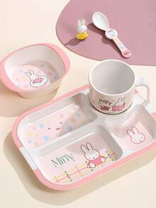 MIFFY Official Cute Kawaii 4 Compartment Divided Plate 600ml Cartoon Print Food Tray Lunch Bento Box Daily Use Aesthetic Y2K Ladies Girls Gift 2026 Viral Tk Ins Limited Edition - Multicolor - View 4