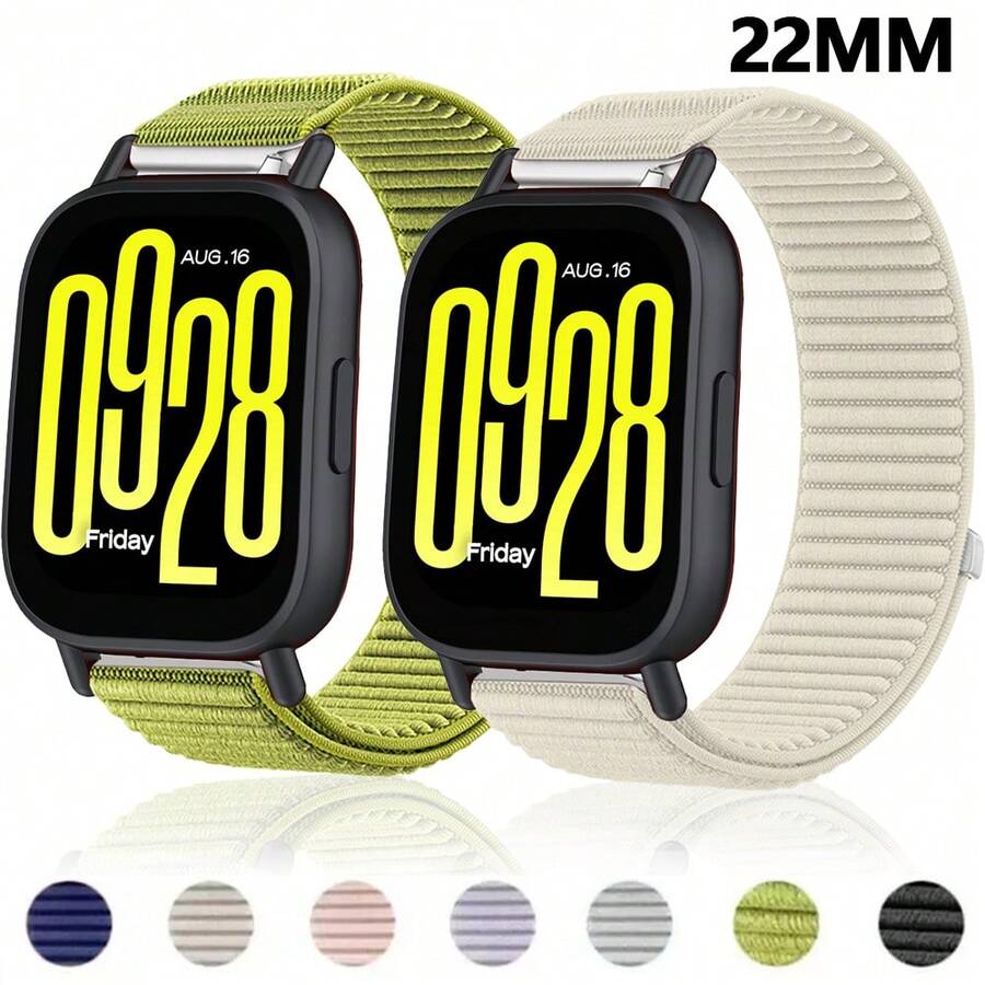 Tali Jam Tangan Nilon Anyaman 22mm untuk Redmi Watch 5 Active/5 Lite, Dapat Diatur dengan Magnet, Pas Aman, Tahan Lama, Tali Pengganti Olahraga untuk Jam Tangan Pintar - MultiWarna - View 1
